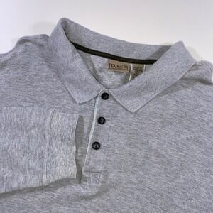LL Bean Mens XXL Tall Gray Long Sleeve Waffle Knit‎ Polo Shirt OKB63 Cotton